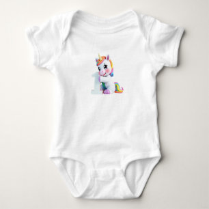 Adorable Rainbow Unicorn Magical Fantasy Baby Bodysuit