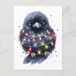 Adorable Raven Christmas Postcard