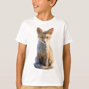 Adorable Realistic Red Fox Kit Illustration Kids T-Shirt