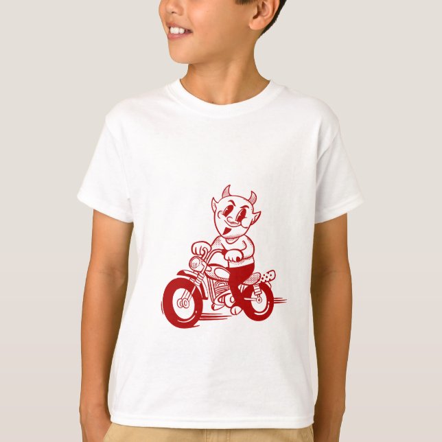 Adorable Red Bike Rider Cartoon image T-Shirt (Front)