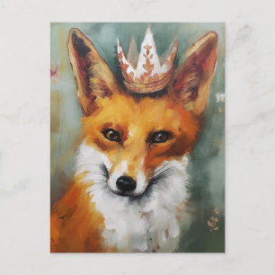 Adorable Red Fox in a Crown Postcard
