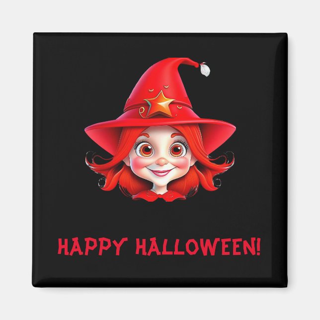 Adorable red haired witch magnet (Front)