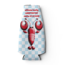 Adorable Red Lobster Heart Pincers Blue Chequered