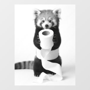 Adorable Red Panda Holding Toilet Paper Minimalist