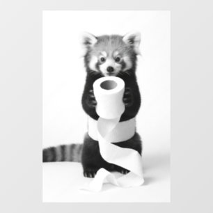 Adorable Red Panda Holding Toilet Paper Minimalist