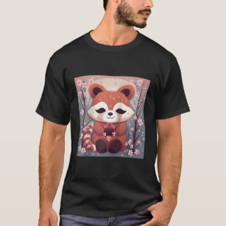 Adorable Red Panda In Sea Of Cherry Blossoms Baseb T-Shirt