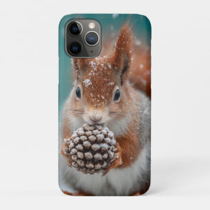 Adorable Red Squirrel in the Snow with a Pinecone Case-Mate iPhone Case