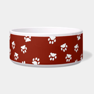 Adorable Red White Paw Printed Large Dog Bowl