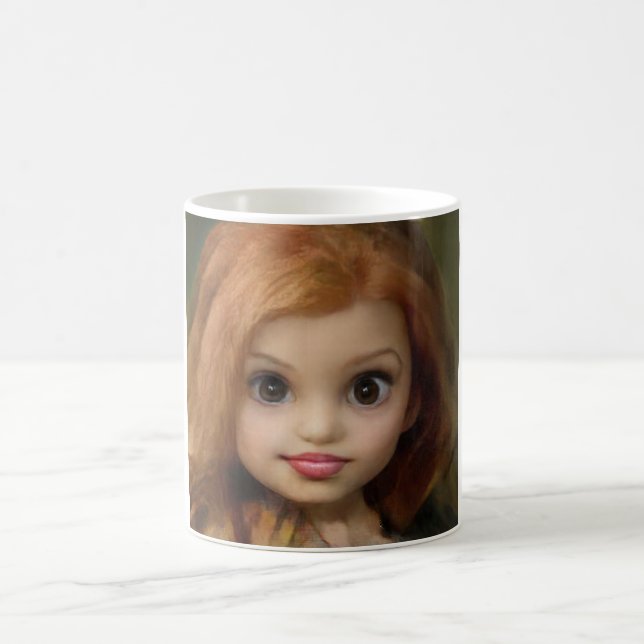 Adorable redhead doll model ginger coffee mug (Center)