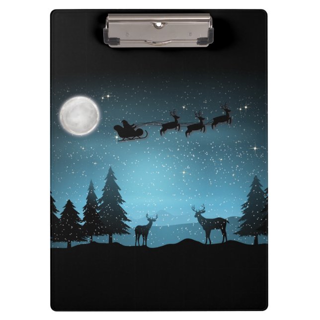 Adorable Reindeer At Night Clipboard (Front)