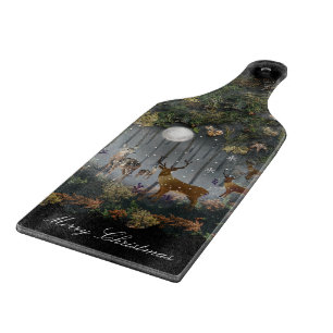 Adorable Reindeer At Night Cutting Board