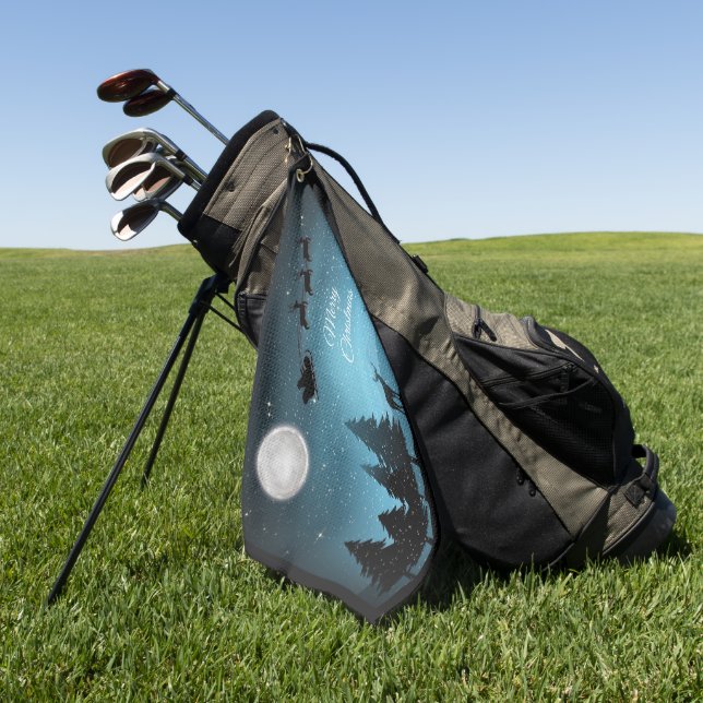 Adorable Reindeer At Night Golf Towel (Green)