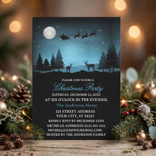 Adorable Reindeer At Night Invitation