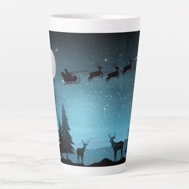 Adorable Reindeer At Night Latte Mug (Front)