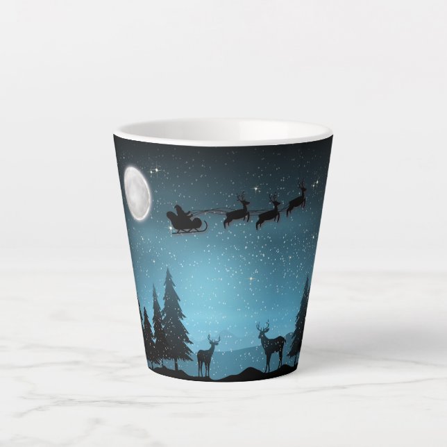 Adorable Reindeer At Night Latte Mug (Front)