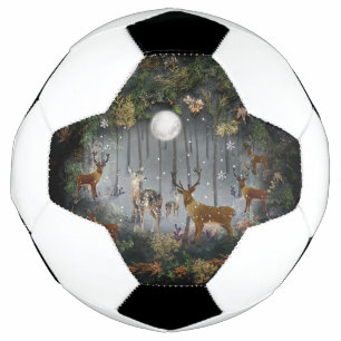 Adorable Reindeer At Night Soccer Ball