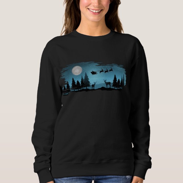 Adorable Reindeer At Night Sweatshirt (Front)