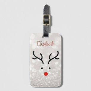 Adorable Reindeer Face,Bokeh Luggage Tag