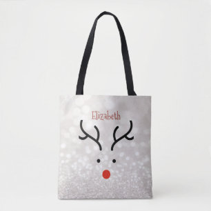 Adorable Reindeer Face,Bokeh Tote Bag
