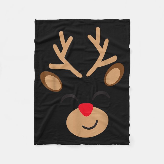Adorable Reindeer Holiday Graphic - Festive Christ Fleece Blanket (Front)
