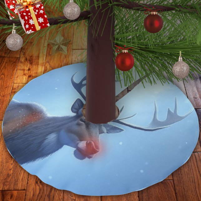 Adorable Reindeer Winter Wonderland Holiday Brushed Polyester Tree Skirt (Creator Uploaded)
