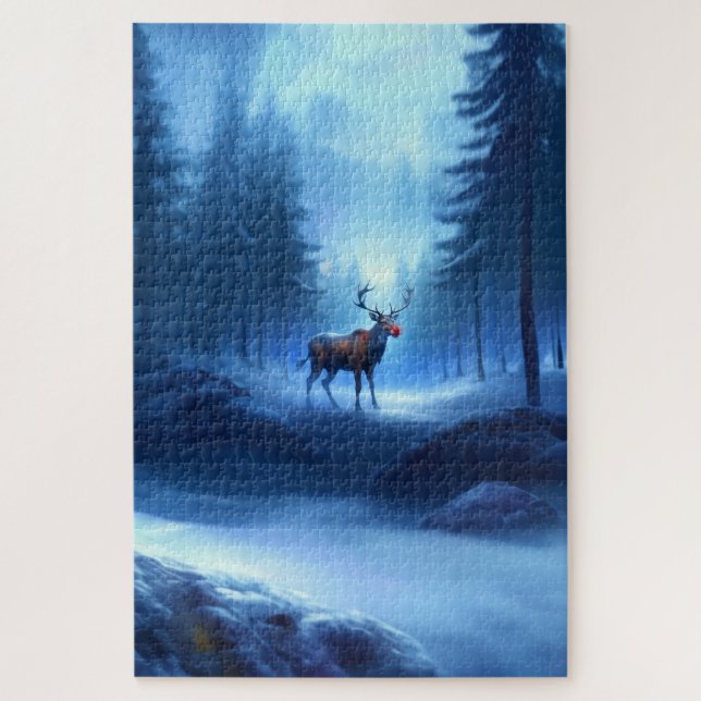 Adorable Reindeer Winter Wonderland Holiday  Jigsaw Puzzle (Vertical)