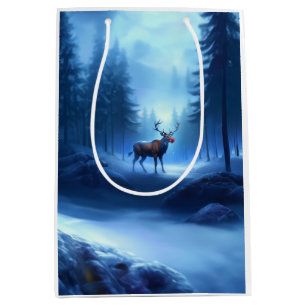Adorable Reindeer Winter Wonderland Holiday  Medium Gift Bag