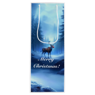 Adorable Reindeer Winter Wonderland Holiday  Wine Gift Bag
