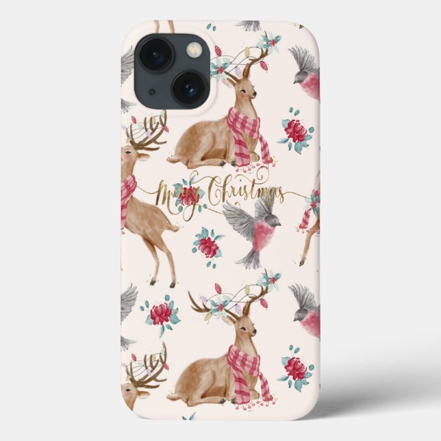 Adorable Reindeers, Birds, Flowers    Case-Mate iPhone Case (Back)