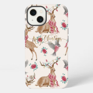 Adorable Reindeers, Birds, Flowers iPhone 13 Case