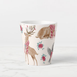 Adorable reindeers, birds,flowers latte mug