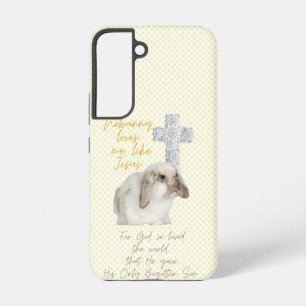 Adorable Religious Yellow Dot Bunny Floral Cross Samsung Galaxy Case