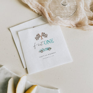 Adorable Retro Race Car Paper Napkin