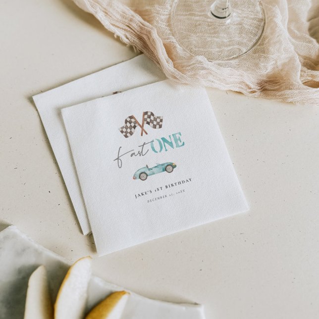 Adorable Retro Race Car Paper Napkin (Creator Uploaded)