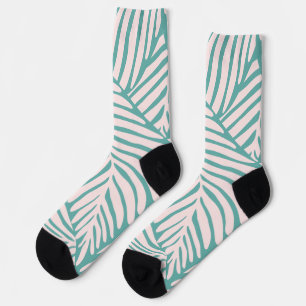 Adorable retro tropical leaf l Seamless Green Socks
