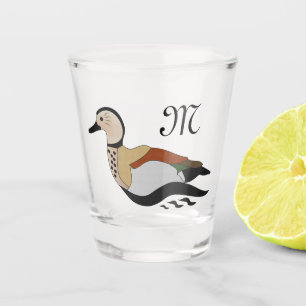 Adorable Ringed Teal Duck Swimming Cartoon Shot Glass