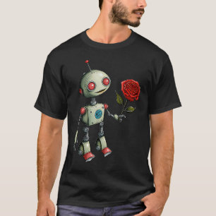 Adorable Robot Handing Out a Rose flower T-Shirt