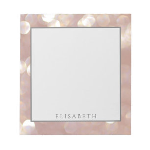 Adorable rose gold bokeh modern personalised notepad