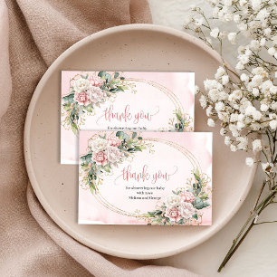 Adorable Rose Gold Floral Eucalyptus Thank You Car Card