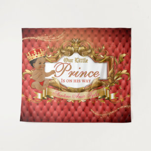 Adorable Royal African Prince Red & Gold Backdrop Tapestry