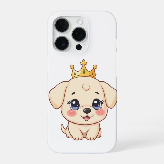 Adorable Royal Puppy with Golden Crown | Cute Kawa iPhone Case (Back)