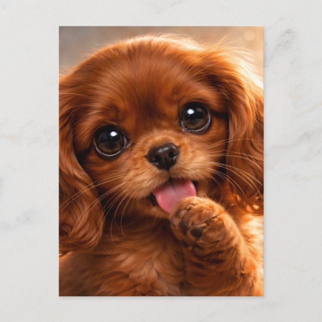 Adorable Ruby Cavalier Spaniel Postcard (Front)