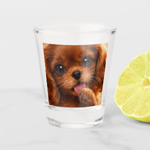 Adorable Ruby Cavalier Spaniel Shot Glass