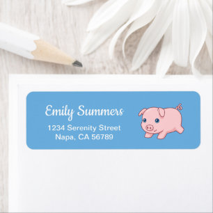 Adorable Running Piglet Pig on Blue