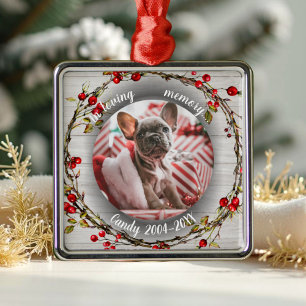 Adorable Rustic Cat Pet Memorial Custom Photo Metal Tree Decoration
