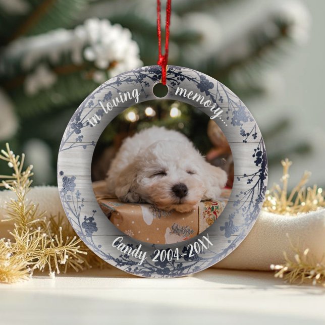 Adorable Rustic Pet Memorial Custom Photo Ceramic Tree Decoration (Creator Uploaded)