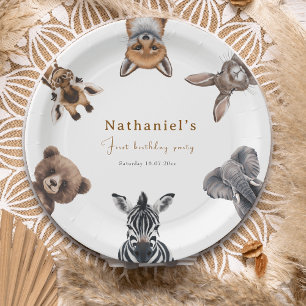 Adorable  Safari Forest Animals  Birthday  Paper Plate