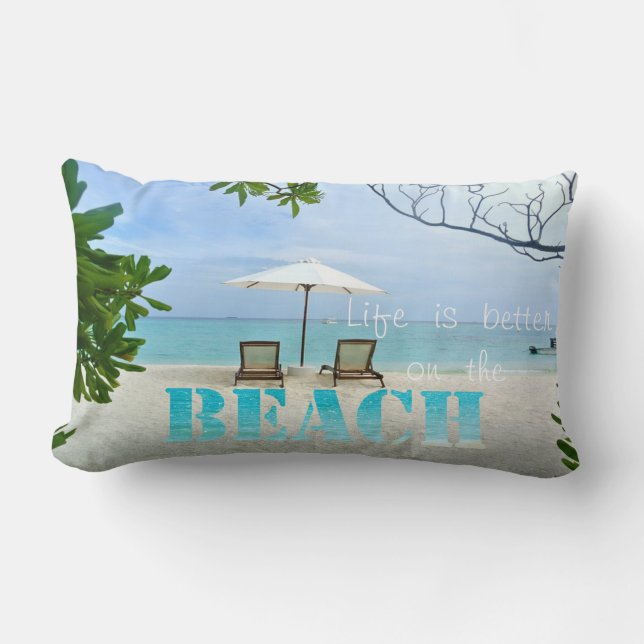 Adorable Sand, Ocean , Beach Chairs Lumbar Cushion (Front)