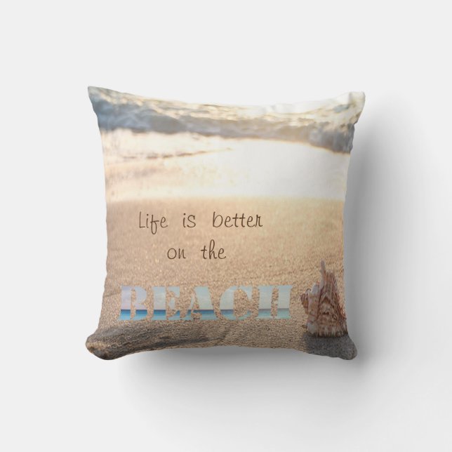 Adorable Sand, Ocean, Seashell, Beach Cushion (Front)