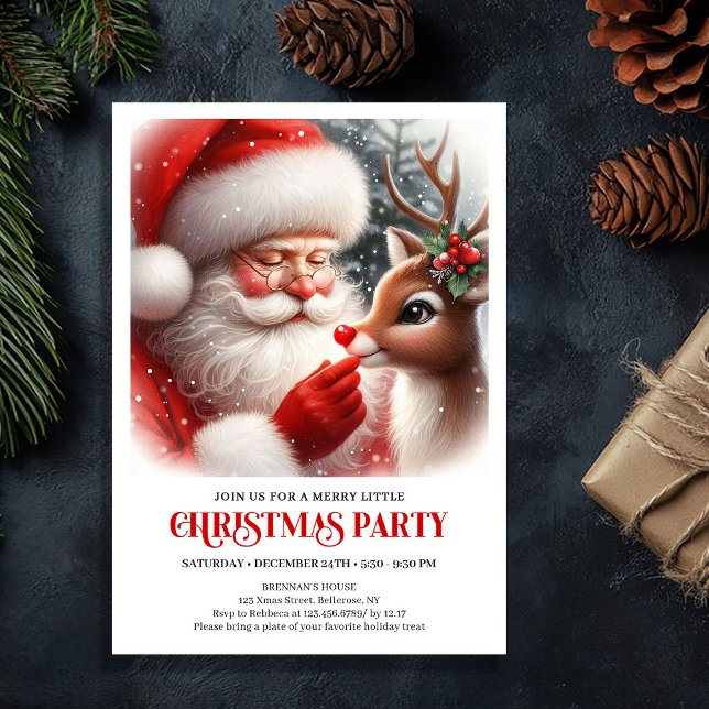 Adorable Santa and Rudolph Christmas Party Invite (Adorable Santa and Rudolph Christmas Party Invite)